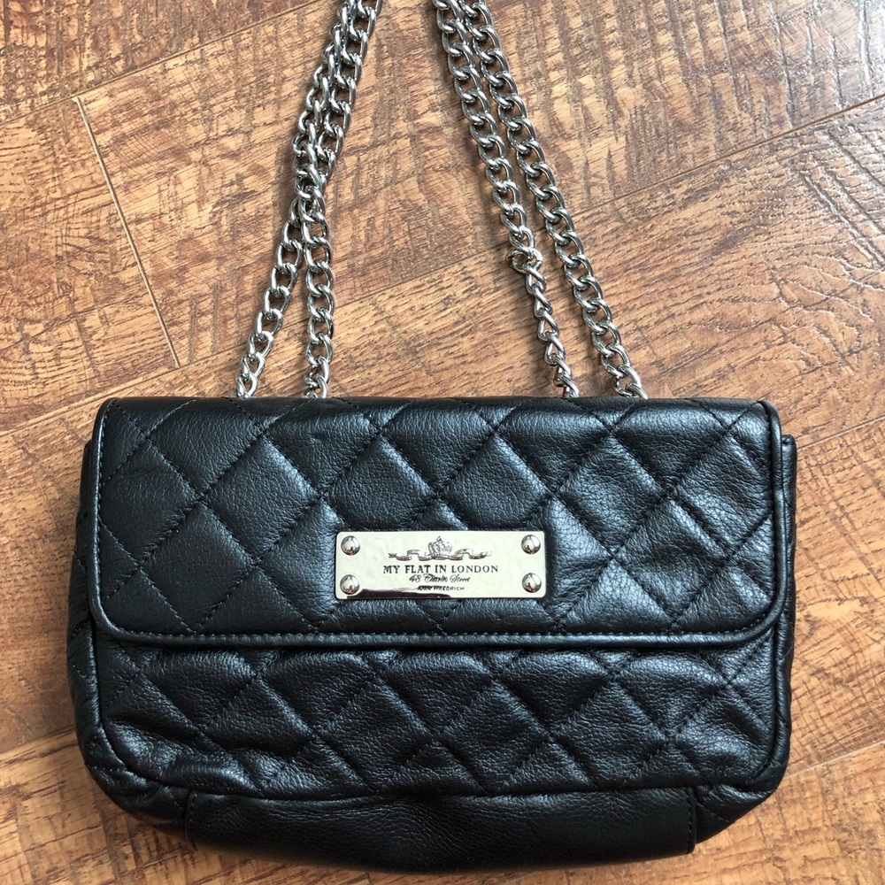 My Flat in London Black NWT Quilted Leather Bag